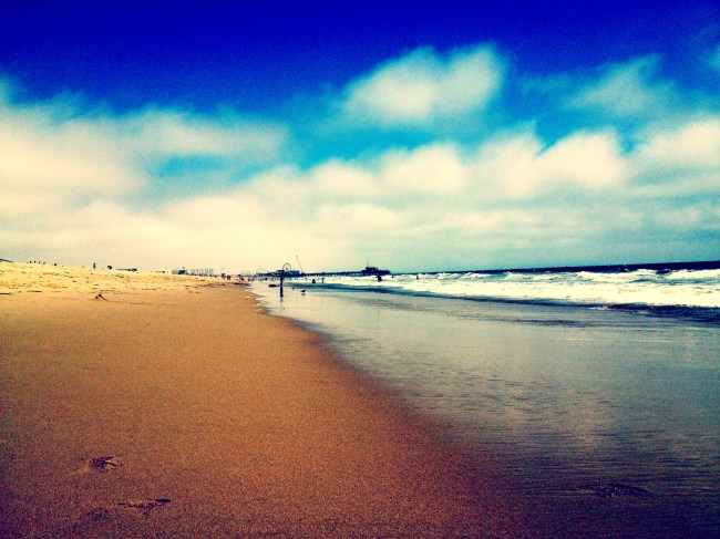 hanging out at the beach in santa monica, california.